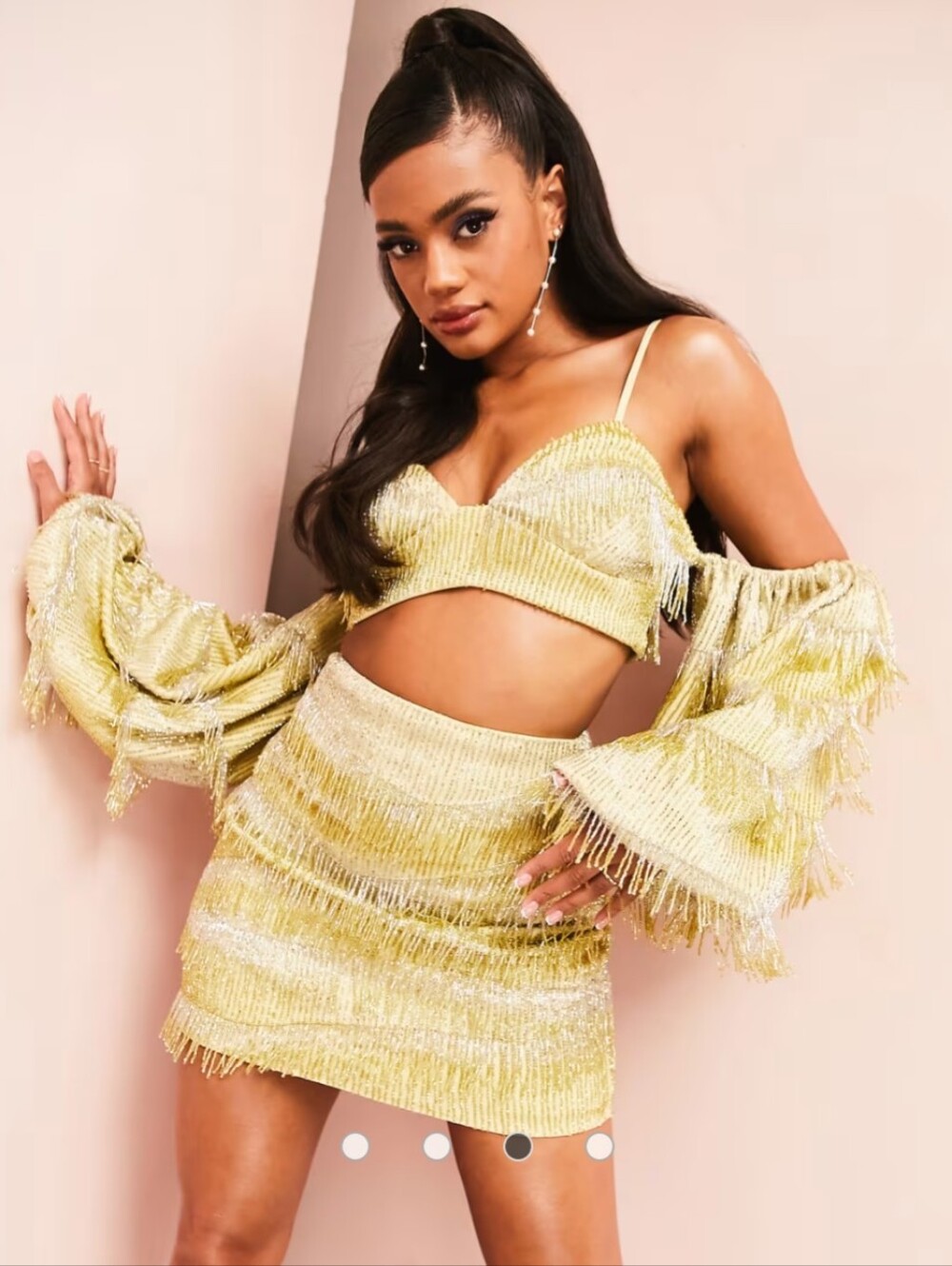 ASOS LUXE Co-ord Fringe Beaded Mini Skirt & Top